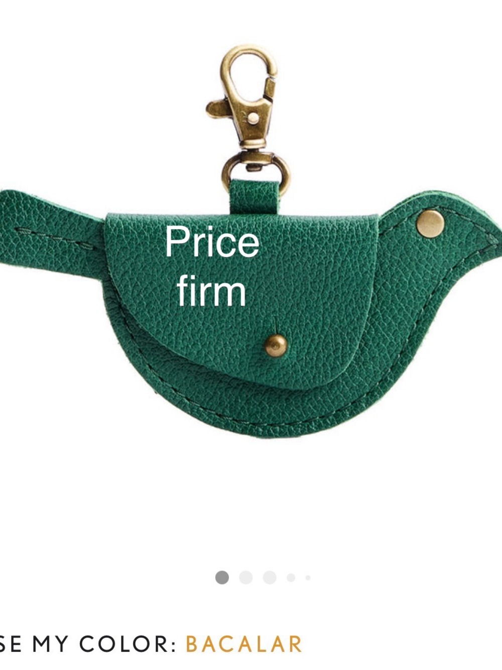 Portland Leather Bacalar Green Mockingbird Bird Coin Pouch Keychain NWT